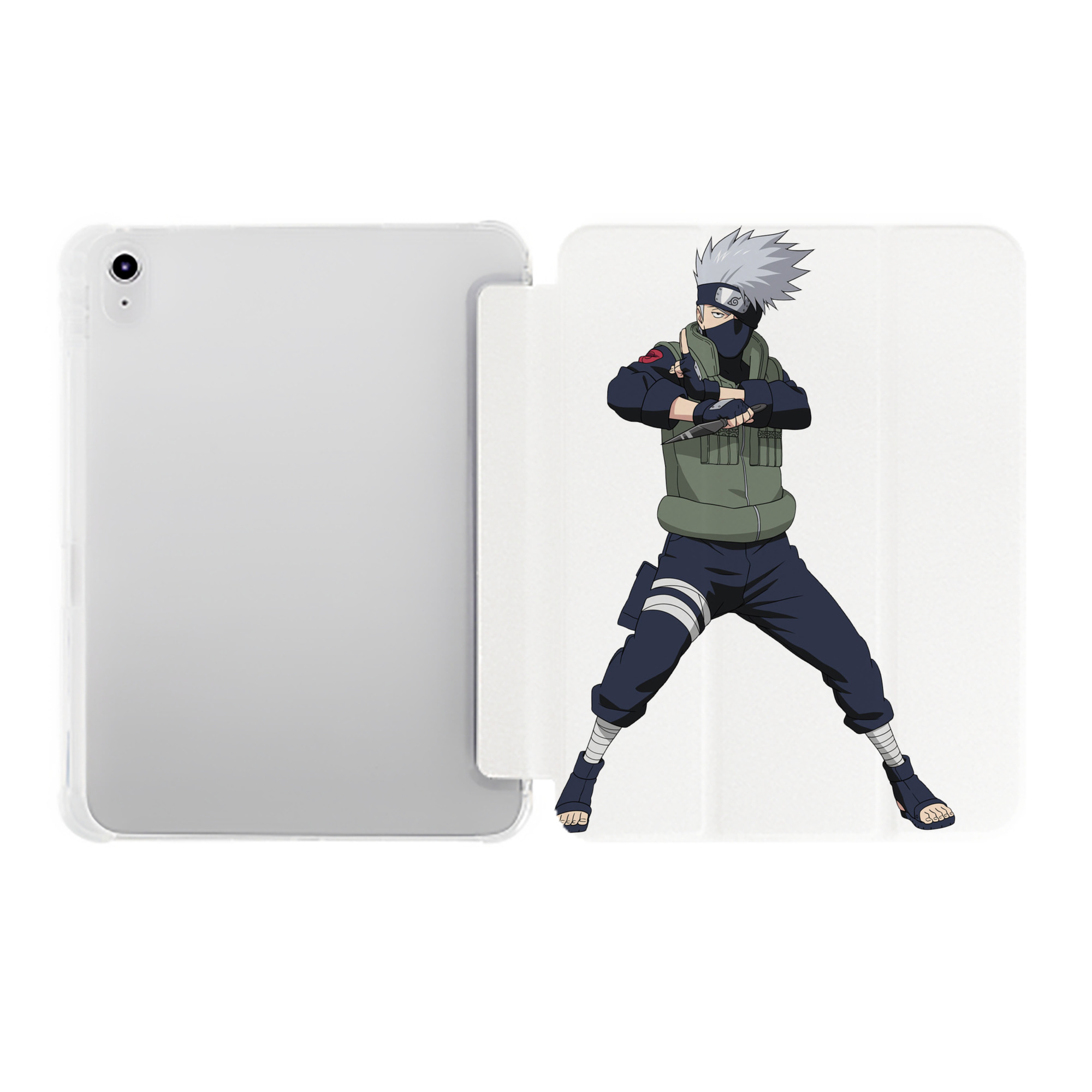 （画像用） NARUTO -ナルト- はたけ カカシ Hatake Kakashi IPad ケース ペン収納付き 三つ折りスタンド PUレザー×シリコン 対応機種9.5/10.5/10.9インチ